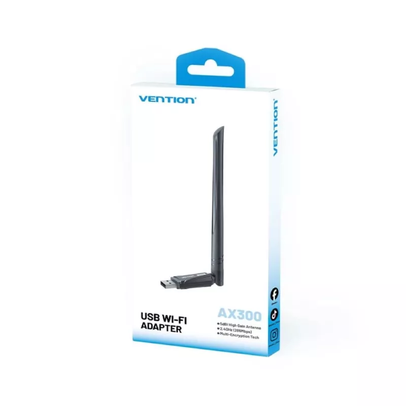 Vention AX300 tarjeta de red USB Wi-Fi 6 2,4GHz BK