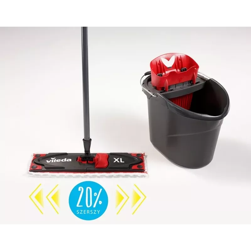 Fregona VILEDA Ultramax XL Box — cabezal giratorio de microfibra 360° lavable, plegable, para suelos duros