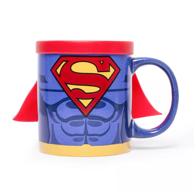 Thumbs Up taza Superman con capa, imagen individual, 0,25 l, azul, rojo, cerámica, silicona, universal, 1 ud.
