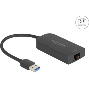 Adaptador DeLOCK 66045 USB 5 Gbps Type-A a 2,5 Gigabit LAN RJ45 negro