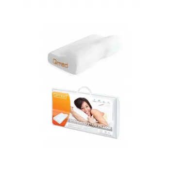 Almohada ortopédica MDH Qmed Standard Plus diseño contorneado para soporte cervical, densidad de espuma 55 kg/m³, 500×330 mm, profundidad 12 cm, crudo