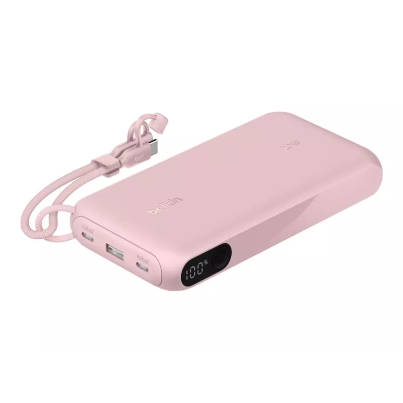 Batería externa Belkin BPB028HQPK 20000 mAh – 2× USB-C, 1× USB-A, rosa