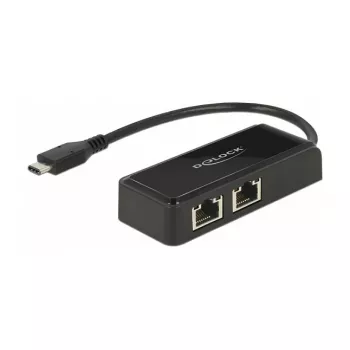 DeLOCK 63927 Adaptador de USB-C a 2x Gigabit LAN, negro
