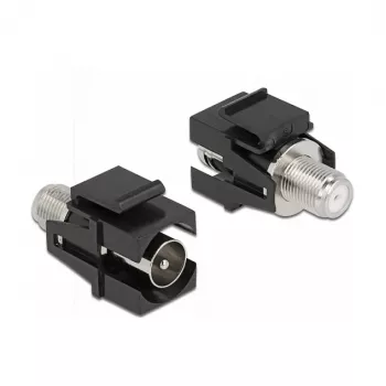 Módulo Keystone conector macho IEC a conector hembra F negro DeLOCK 86856