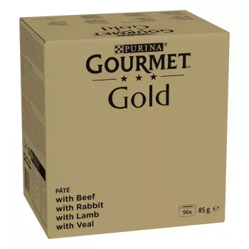 Purina Gourmet Gold mousse, surtido de 4 sabores, comida húmeda para gatos, 96 x 85 g