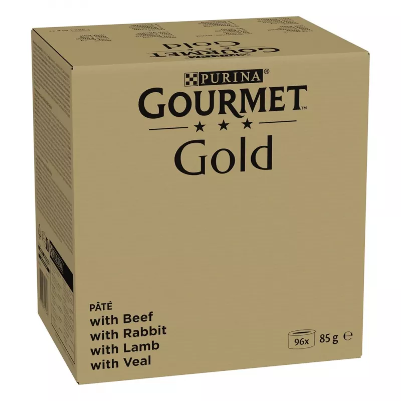 Purina Gourmet Gold mousse, surtido de 4 sabores, comida húmeda para gatos, 96 x 85 g