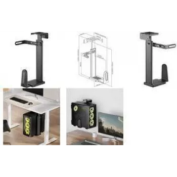 LogiLink soporte para PC para montaje bajo el escritorio o en pared, negro (EO0073)