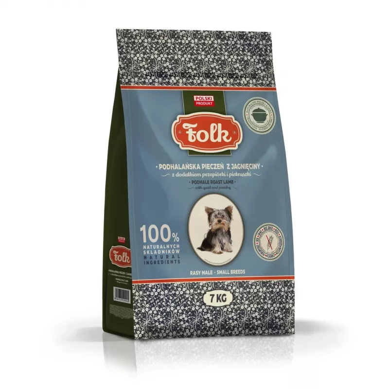 FOLK Razas pequeñas Asado de cordero al estilo Podhale con codorniz y perejil - Comida seca para perros - 7 kg