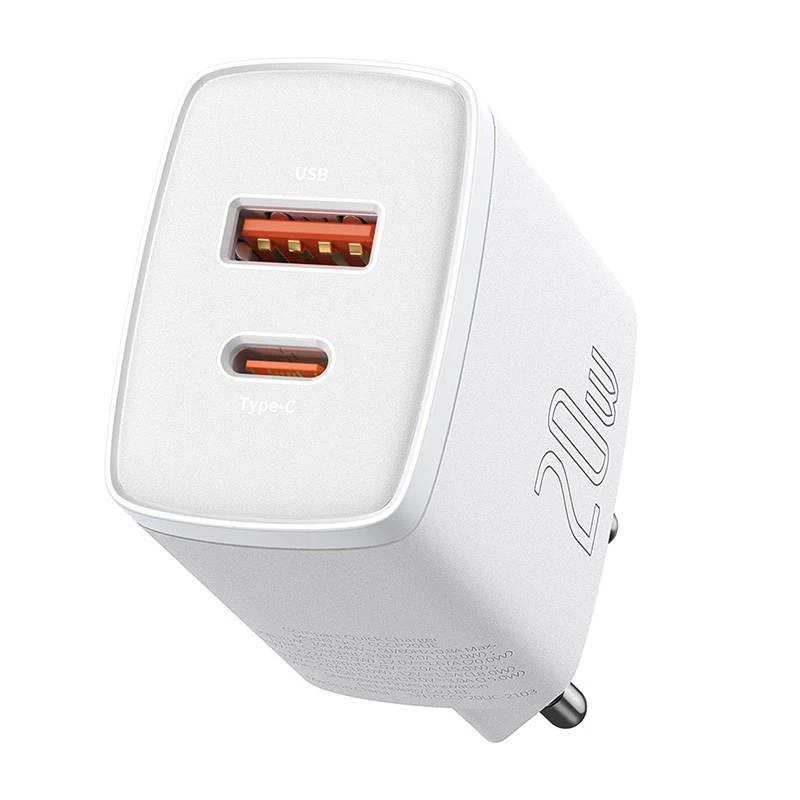 Cargador de pared Baseus Compact 1x USB-A + 1x USB-C 3A, adaptador de viaje compacto
