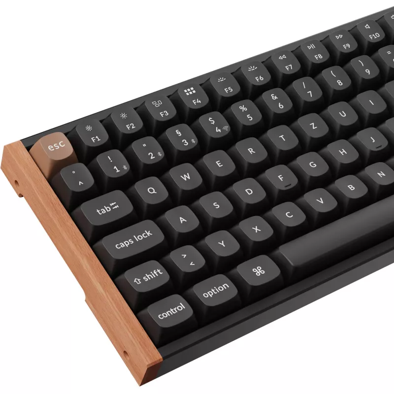 Keychron K2 HE (negro/madera, distribución DE, Gateron Double-Rail Magnetic Nebula, marco de aluminio)