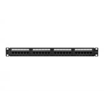 Patch panel 1U LANBERG PPUA-1024-B, 24 puertos, Cat6a, U/UTP, rack 1U, profundidad 102 mm, metal, negro