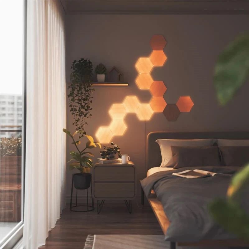 Iluminación ambiental Nanoleaf Elements Acabado madera Hexágono Paquete de ampliación 3 uds.