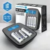 everActive NC-1000M V2 cargador de pilas, Ni-MH, 4 ranuras AA/AAA, USB-C, negro