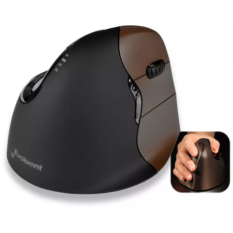 Evoluent VerticalMouse 4 Small - Ratón vertical - Para diestros - óptico - 6 botones - inalámbrico - 2.4 GHz - receptor inalámbrico (USB)