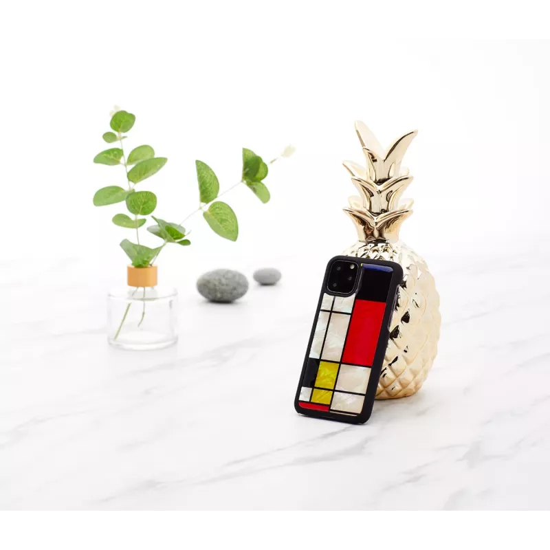 Funda para smartphone iKins para iPhone 11 Pro Mondrian negra — funda protectora, carcasa rígida, aberturas precisas