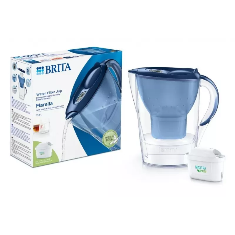 Jarra filtrante BRITA Marella Maxtra Pro 2,4 L, cartucho de repuesto Maxtra Pro, azul