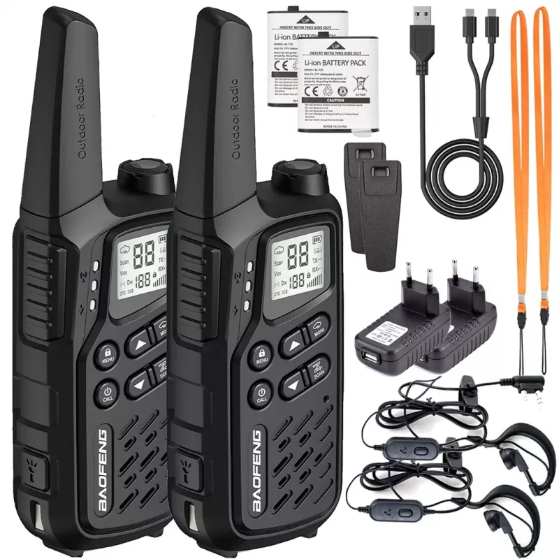 Walkie-talkie Baofeng BF-T25E negro, 2 uds.