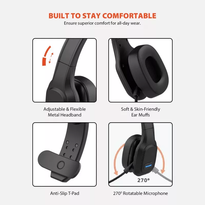 Auriculares Bluetooth Audiocore 74452 cancelación de ruido micrófono call center Google Siri oficina inalámbricos