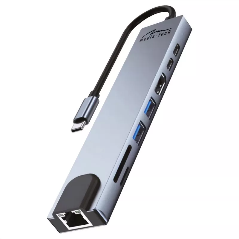 HUB USB MEDIA-TECH 8 EN 1 GIGA LAN HUB MT5046