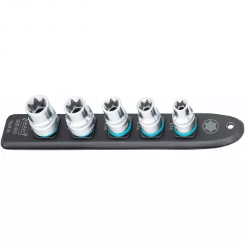 Juego de vasos Hazet 900E-SR/5 — accionamiento de 1/2 pulgadas vasos TORX cortos E12–E20
