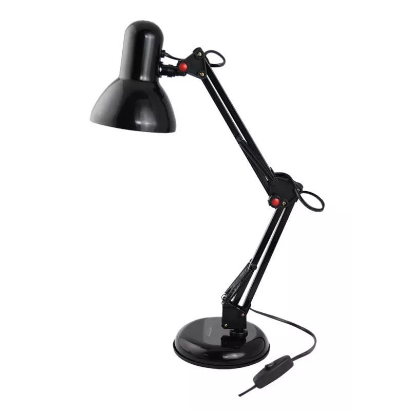Lámpara de mesa ESPERANZA AVIOR E27 12W LED, negra, regulable en altura, brazo flexible, casquillo E27