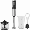 Batidora de mano, 1200 W, en CB, negra, cuchilla dentada, varillas, picadora, vaso