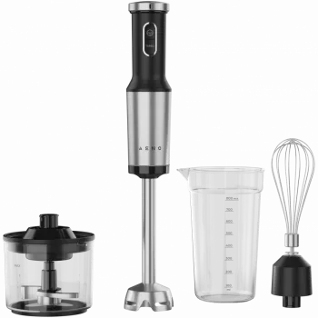 Batidora de mano, 1200 W, en CB, negra, cuchilla dentada, varillas, picadora, vaso