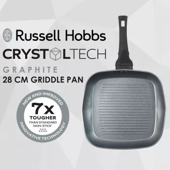 Plancha Russell Hobbs RH01861EU7 28 cm Crystaltech – superficie antiadherente, plancha plana para parrilla