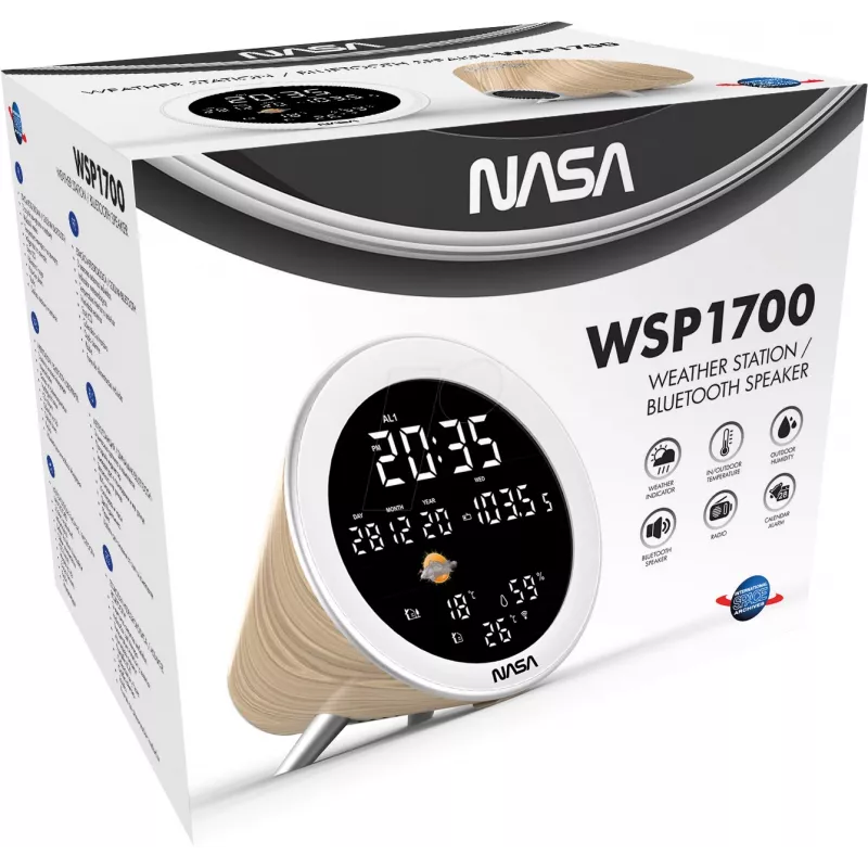 Nasa WSP1700 estación meteorológica/altavoz BT Ship de madera