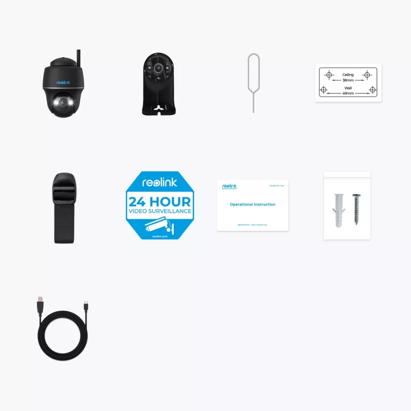 Cámara IP Reolink ARGUS PT 5MP Type-C negra alimentación por batería