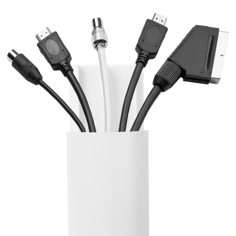 Canaleta de aluminio MACLEAN MC-814 W blanca — organizador de cables, perfil rígido de aluminio para ocultar cables