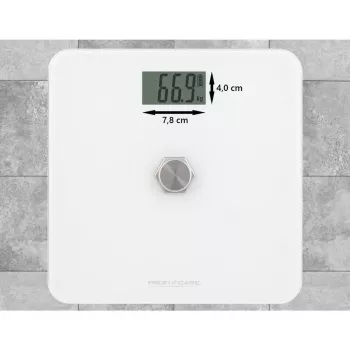 Báscula de baño electrónica Profi-Care PC-PW 3112 — capacidad 180 kg, precisión 100 g, 310×310×44 mm, pantalla LCD