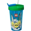 Room Copenhagen LEGO Vaso con pajita Iconic Boy Azul claro (azul/verde, 500 ml)