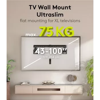 Soporte de pared fijo para TV WENTRONIC Goobay Ultraslim 70822 XL Negro para pantallas planas