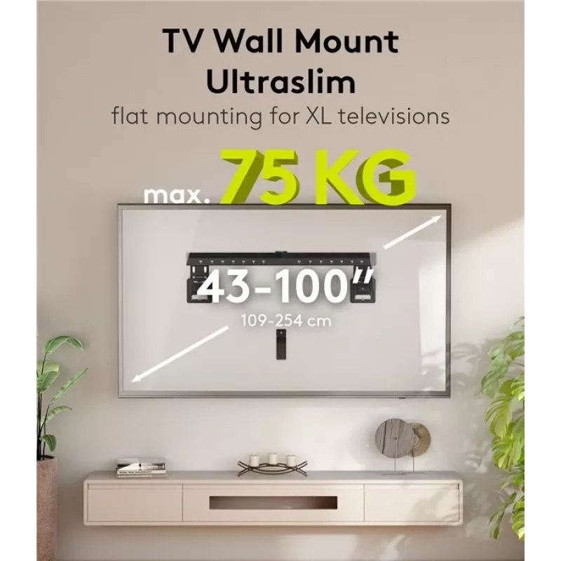 Soporte de pared fijo para TV WENTRONIC Goobay Ultraslim 70822 XL Negro para pantallas planas