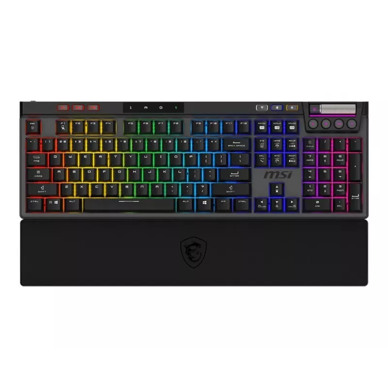 Teclado gaming mecánico MSI Strike Pro W Silent distribución US iluminación RGB, con cable, interruptores táctiles Silent