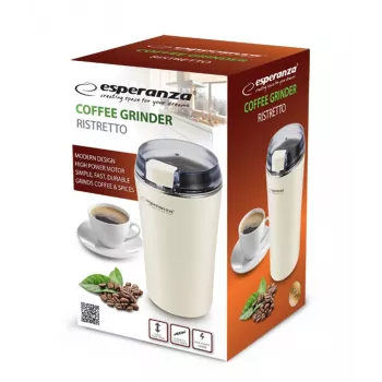 Molino de café con cuchilla de acero inoxidable ESPERANZA EKC008W, 160 W, capacidad 70 g, 8,7 cm de diámetro, 17 cm de altura, blanco