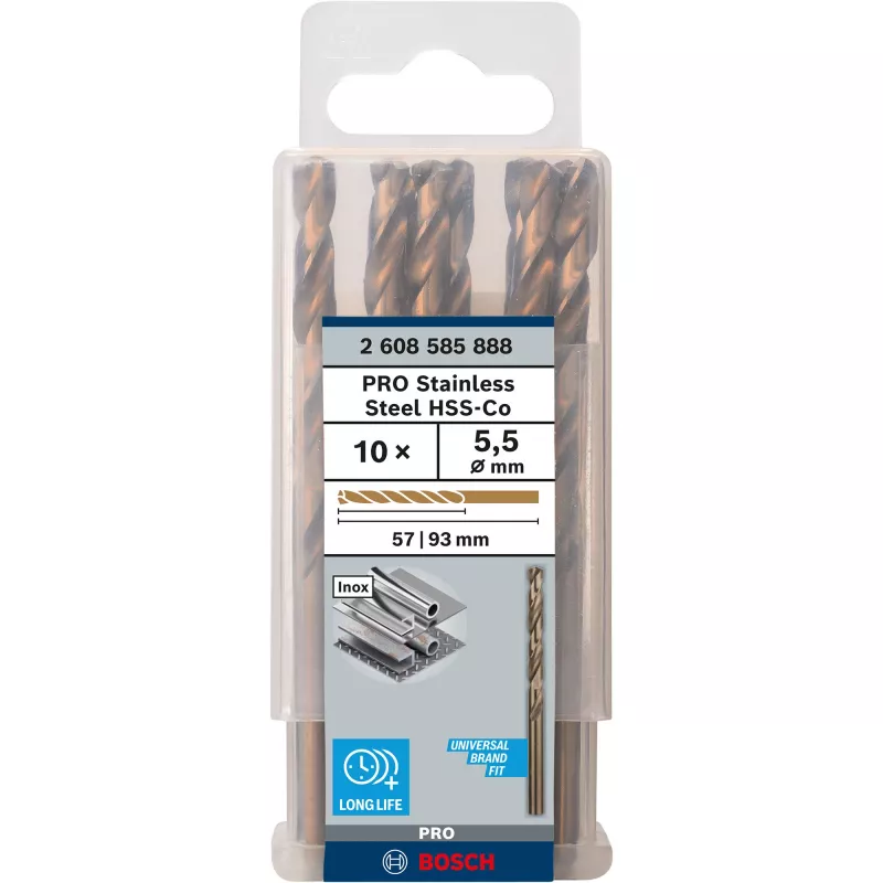 Bosch PRO Stainless Steel HSS-Co broca helicoidal, Ø 5,5 mm, 10 uds.