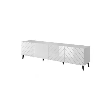 Mueble RTV ABETO 200x42x52 blanco/blanco brillante