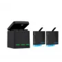 Cargador de tres canales Telesin GP-BNC-801 para GoPro Hero5/6/7/8 con compartimento de carga para 2 baterías