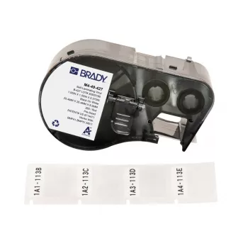 Brady, M4-49-427, vinilo autolaminante, blanco/transparente, 25,40 x 9,53(25,40) mm, permanente, para diámetro de cable de 2,70 – 5,10 mm (260 uds.) (170750)