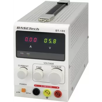 Fuente de alimentación de laboratorio Basetech BT-155, ajustable 0 - 15 V/DC 0 - 5 A 75 W Número de salidas 1 x