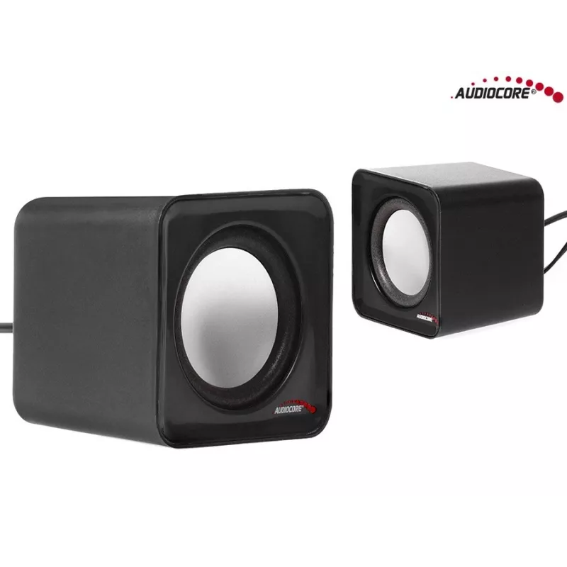 Altavoz de PC de 2 vías Audiocore AC870 B — 3 W RMS, alimentación por USB con cable, entrada de 3,5 mm, 2.0 canales