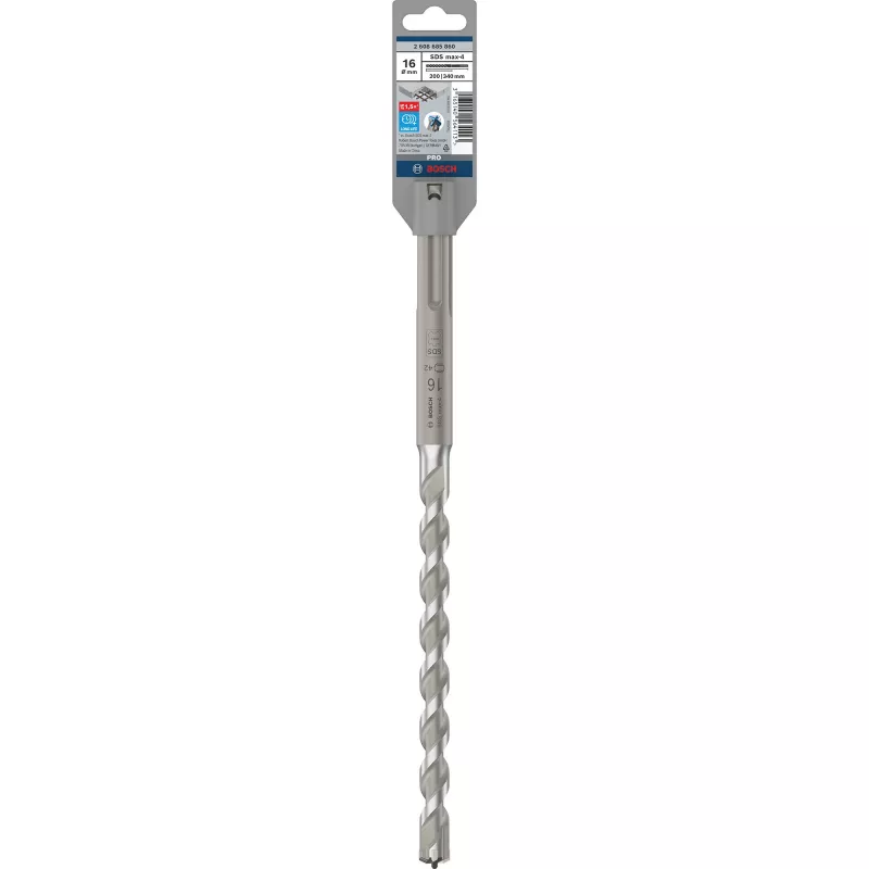 Bosch PRO SDS max-4 2608685860 broca para martillo, 16 mm, longitud útil 200 mm, longitud total 340 mm, para hormigón, mampostería