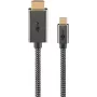 Goobay Cable trenzado USB-C a HDMI 4K a 60 Hz 1 m negro plateado - conector macho> (75699)