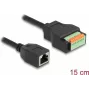 Cable RJ45 DeLOCK conector hembra Cat.5e a adaptador de regleta de bornes 15 cm negro