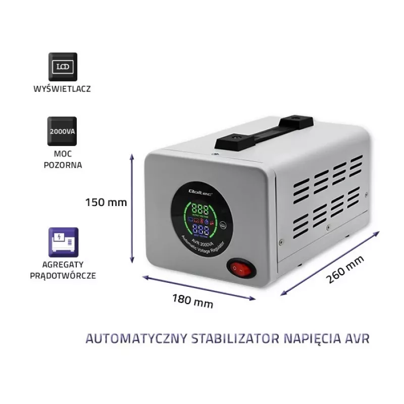 Qoltec 50724 Estabilizador automático de tensión AVR 2000VA