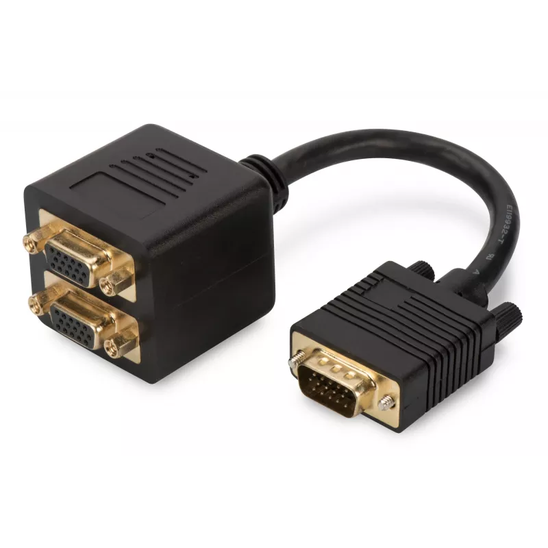 Cable divisor en Y VGA Digitus AK-310400-002-S HD15 a 2x HD15, 0,2 m, negro