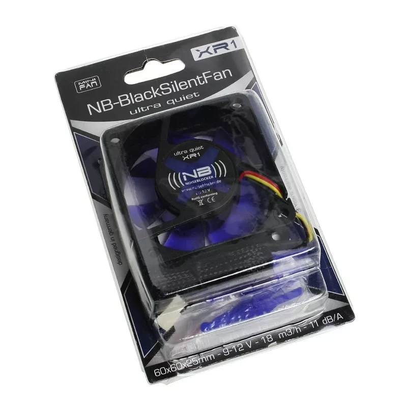 Ventilador para caja de PC NoiseBlocker BlackSilentFan XR1 – 60 mm, 6 V, 1600 RPM, 18 m³/h, 11 dB, negro