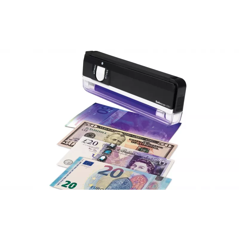 Safescan 40H Detector portátil de billetes falsos para verificar billetes, tarjetas de crédito y documentos – Detector UV de billetes para nuevos billetes – Detector de dinero falso